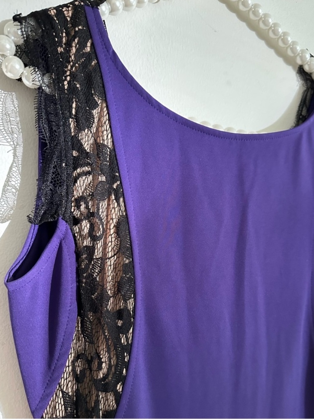 NEW| Fitted Purple Lace-Trim Maxi Dress - Picture 6 of 7